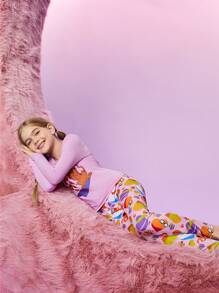 SCOOBY-DOO X SHEIN Tween Girl Snug Fit Cartoon Graphic Pajama - Multicolor - View 7