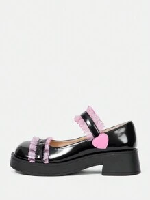 SheIn MOD Fashionable Women's Wedge Heel & Thick Sole Shoes For Any Occasion - Black - View 1