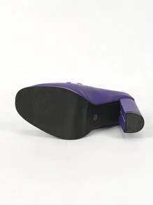 女士粗跟木纹防水厚底方头工作办公室高跟鞋