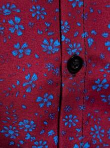 Manfinity Bizformal Men's Floral Printed Long Sleeve Shirt - Red - View 6