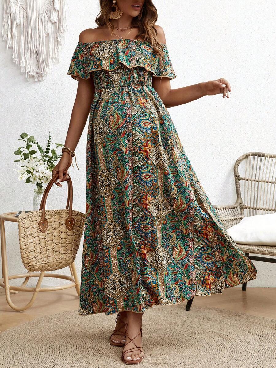 SHEIN Maternity Active Vacation Dress - Multicolor - View 1