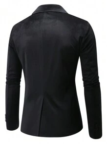 Manfinity Mode Men's Double-Breasted Peak Lapel Suit - Black - View 2