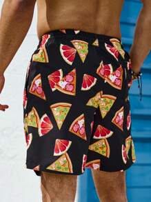 Surfspeed Men's Pizza Printed Beach Shorts - Multicolor - View 2