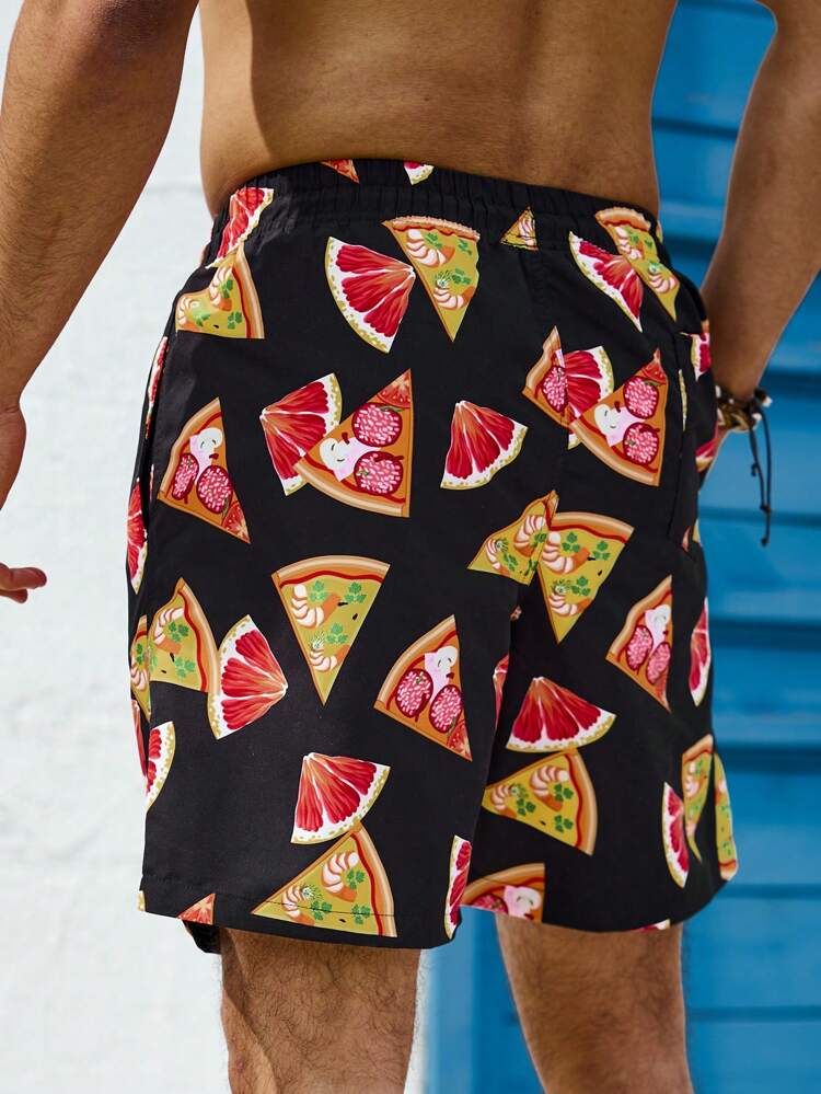 Men's Pizza Printed Beach Shorts