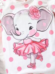 2 Miếng Em bé Cô gái Phim hoạt hình con voi In vết tròn Polka Ngắn Romper Cho mùa hè - Nhiều màu - Xem 6