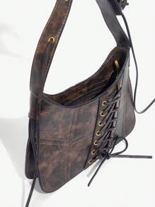 SHEIN ICON Y2K Cái túi , Phong cách đường phố , Đúng mốt Nâu Phong cách Dây đeo Túi đeo chéo Với Coa dây Chi tiết - Cà phê nâu - Xem 6