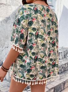 SHEIN Frenchy Kimono in họa tiết nhiệt đới Boho mùa hè cỡ lớn - Nhiều màu - Xem 5