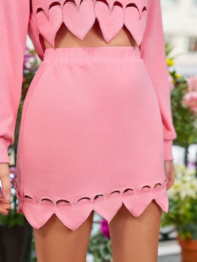 High Waisted Skirt With Slanted Pockets Winter Pink Casual