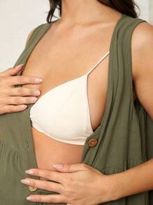 SHEIN Maternity Nursing Sleeveless Dress - Green - View 3