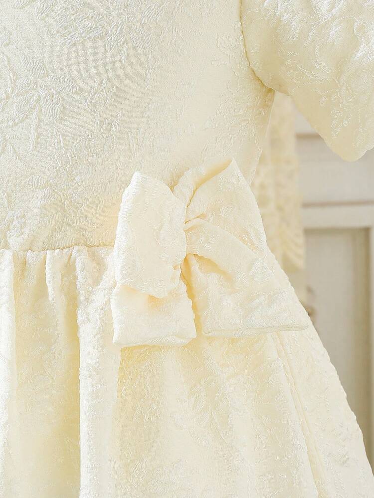 Young Girl's Puff Sleeve Princess Dress For Banquet, Piano Performance