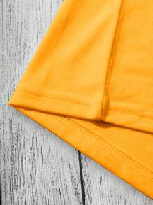 SHEIN 夏季大码女式印花短袖 T 恤，带笑脸图案 - 黃色 - 查看 6