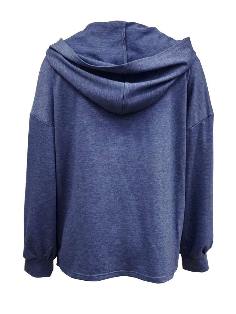 Ladies' Drop Shoulder Long Sleeve Hooded T-Shirt
