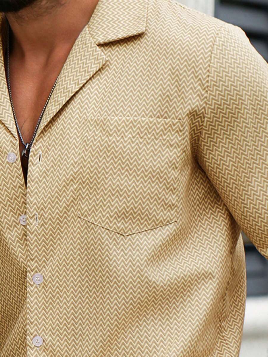 Manfinity Homme Men'S Collared Short Sleeve Shirt And Shorts Set for