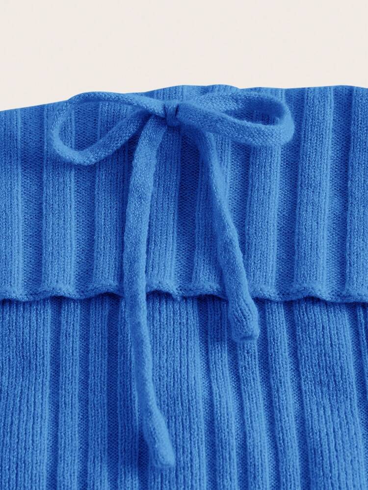 Women's Ribbed Strapless Top With Front Tie Detail