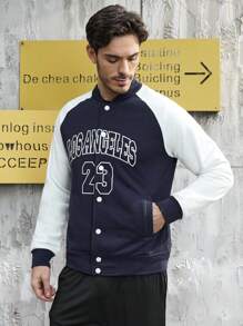 Gym Rark Men's Digital Printed Color Block Sport Jacket Workout Tops - Blue - View 7