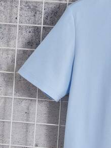 Manfinity RebelGame Nam lễ Phục sinh Thỏ in Phù hợp Ngắn tay Áo thun Gia đình Quần áo , Xanh - Màu xanh bụi bặm - Xem 4