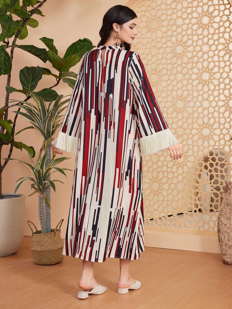 Women's Stand Collar Fringe Cuff Long Sleeve Dress Fall Cloth For Women