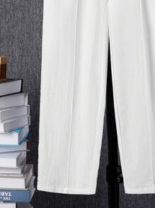 Tween Boy Loose Fit Casual Solid Woven Straight Leg Pants - White - View 10