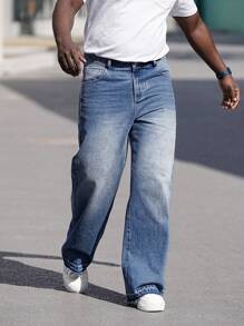 Manfinity EMRG Heren Grote maten Losse pasvorm Jeans Met Frayed hem