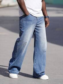 Manfinity EMRG Heren Grote maten Losse pasvorm Jeans Met Frayed hem