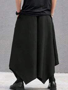 Manfinity Roghcode Quần ống rộng dáng rộng không đối xứng cho nam, dành cho mùa thu - màu đen - Xem 2
