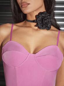 SHEIN BAE Elegante Y Hermoso Corset Rosa Con Sujetador Y Top De Tanque Para Mujeres En Fecha O Vacaciones
