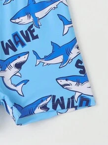 Conjunto De Trajes De Baño Para Jóvenes Niños Con Diseño De Tiburón En Bloques De Colores - Multicolor - Ver 4