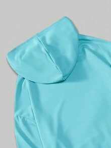 ROMWE MEN Street Life Các bạn Khẩu hiệu & Hình ảnh Dây rút Thả vai Hoodie - Màu xanh lam - Xem 6