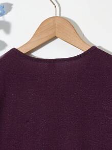 Cô gái Tween Cơ bản Màu bạc In Nhôm Vòng cổ Áo thun , Thích hợp Đối với Các bữa tiệc Và Lễ hội - Màu tím - Xem 3