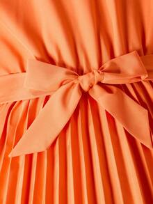 Vestido Con Cinturón Para Niña Tween Y Dobladillo Con Detalle De Volantes - Naranja Quemada - Ver 7