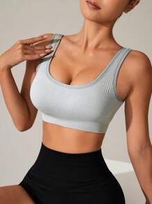 Easithlete 4入組純色開背運動胸衣 - 彩色 - 查看 3