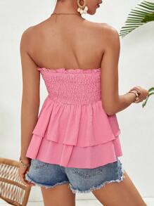 SHEIN Frenchy 女式收繃無肩帶上衣 - 西瓜粉 - 查看 2