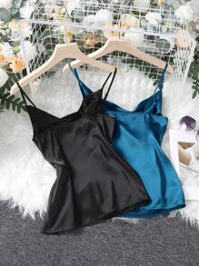 SHEIN Clasi 女款純色垂褶吊帶吊帶上衣 - 薄荷藍 - 查看 2