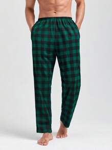 Snug Zone Men Gingham Print Slant Pocket Sleep Trousers - Multicolor - View 1
