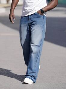 Manfinity EMRG Heren Grote maten Losse pasvorm Jeans Met Frayed hem