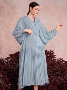 Al Najma 蝙蝠袖腰帶卡夫丹,褶皺邊緣 - 藍色 - 查看 4