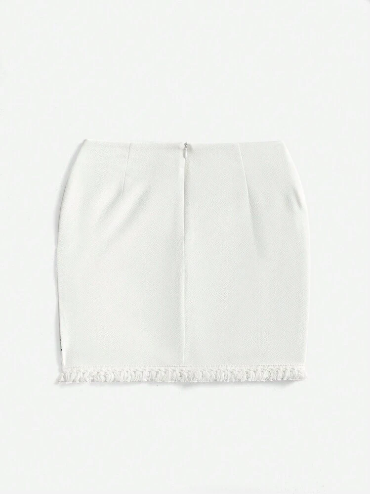 Soleia Falda Tejida Con Patrón Geométrico - Blanco - Añade 2