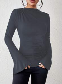 Chiquease Camiseta Con Mangas Acampanadas De Color Sólido
