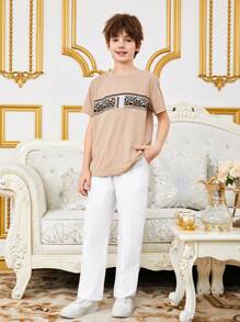 Tween Boy Loose Fit Casual Solid Woven Straight Leg Pants - White - View 4