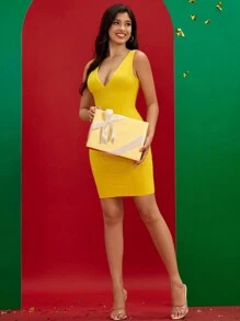 Yellow Bandage Dress - Yellow - View 4