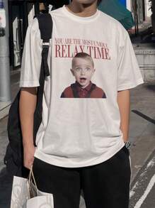 DAZY Men's Printed Portrait Short Sleeve T-Shirt,Graphic Tees - Beige - View 5