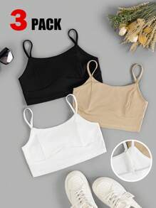 SHEIN Essnce 3入組多色肋紋吊帶上衣 - 彩色 - 查看 1