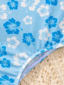 SHEIN Tween Girls' Casual Knit Vest Style One-Piece Swimsuit - Blue - View 5