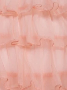 Enchnt 女性實色不對稱垂墜細節多層裙 - 粉色 - 查看 9