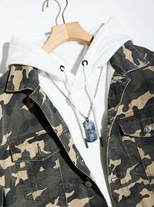 Manfinity EMRG Men's Camouflage Denim Jacket With Cargo Details - Army Green - View 5