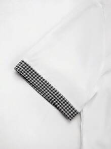 Manfinity Homme 男士拼布格子短袖襯衫 - 白色 - 查看 4