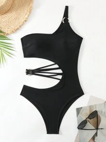 SHEIN Swim One Shoulder Cutout Monokini Swimsuits For Women Summer