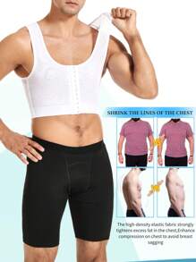 Men's Slimming Body Shaper Vest Mesh Buckle Crop Top - White - White - View 4
