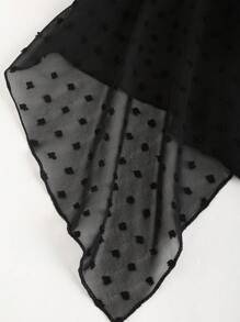 Sweetra Mesh 3d Flower Splice Swiss Dot Asymmetrical Hem Cami Top - Pink - View 4