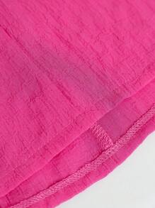 SHEIN Regata Feminina Texturizada Alça Cruzada Pescoço - Rosa chiclete - Visão 4